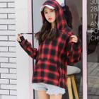 Plaid Hoodie Plaid - Black & Red - One Size