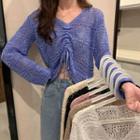 Pointelle V-neck Sweater