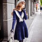 Color-block A-line Knit Dress