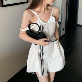 Short-sleeve / Strappy Wide-leg Playsuit