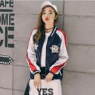 Printed Stripe-detail Raglan Jacket