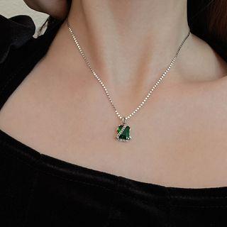 Rhinestone Pendant Alloy Necklace Xl1418 - Silver - One Size