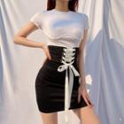 Lace-up Fitted Skirt