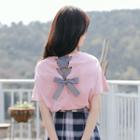 Bow Back Short-sleeve T-shirt Mauve Pink - One Size