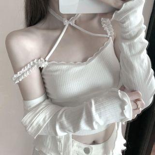 Strappy Lace Trim Camisole Top