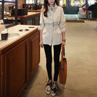 Gathered Waist Zip Jacket