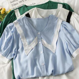 Puff-sleeve Colorblock Shirt