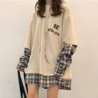 Mock Two-piece Plaid Hoodie Dress As Shown In Figure - One Size