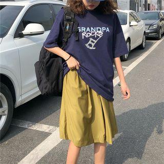 Elbow-sleeve Letter T-shirt / Wide-leg Shorts