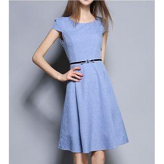 Cap Sleeve A-line Denim Dress