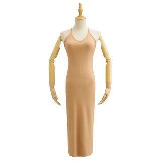 Open-back Knit Spaghetti-strap Dress
