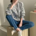 Flower-sequined Loose-fit Sweatshirt