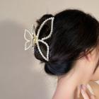 Butterfly Faux Pearl Alloy Hair Clamp Gold & Faux Pearl - White - One Size