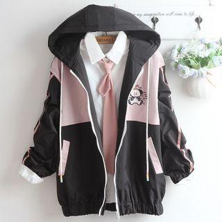 Cartoon Embroidered Hooded Jacket / Shirt / Set