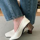 Square-toe Wooden-heel Pumps