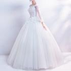 Off-shoulder Long-sleeve Wedding Dress