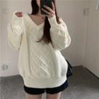 Argyle Knit Sweater Off-white - One Size