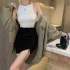 Lettering Shirt / Applique Tank Top / Drawstring Mini Pencil Skirt