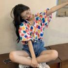 Short-sleeve Print Shirt / Denim Shorts