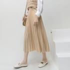 High-waist Medium Maxi Pleated A-line Skirt
