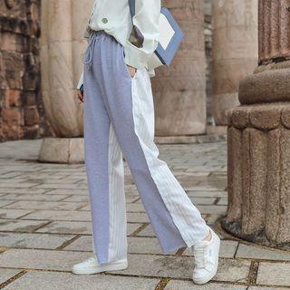 Pinstriped Panel Wide-leg Pants