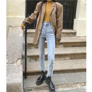 Asymmetrical Slim-fit Cropped Jeans