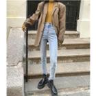 Asymmetrical Slim-fit Cropped Jeans