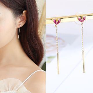Heart Dangle Earring 1 Pair - Bz2032 - Gold - One Size
