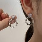 Rhinestone Stainless Steel Hoop Dangle Earring 1 Pair - Silver - One Size
