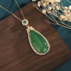 Rhinestone Faux Gemstone Pendant Alloy Necklace 1 Pc - Cp453 - Green - One Size