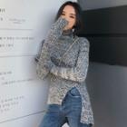 Irregular Hem Turtleneck Sweater Gray - One Size