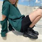 Lettering Cut-out Sleeve Hoodie