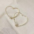 Faux Pearl Heart Hoop Earring 1 Pair - Gold - One Size