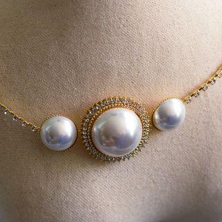Bridal Faux Pearl Choker Gold - One Size