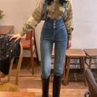 High-waist Straight-cut Jeans With Suspenders