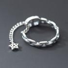 Star Sterling Silver Open Ring 1 Piece - S925 Silver - Silver - One Size