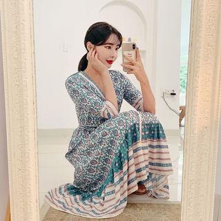 Boho Pattern Maxi Shirtdress