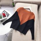 Two Tone Batwing-sleeve Sweater
