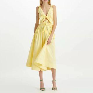 Plain Cut-out Midi A-line Dress