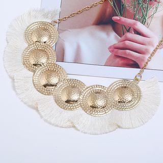 Alloy Disc Fringed Necklace