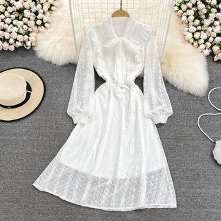 Bow Neck Chiffon Dress