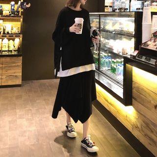 Tie-side Mock Two-piece Pullover