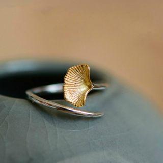 925 Sterling Silver Leaf Open Ring Ring - Leaves - One Size