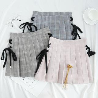 Bow Pleated Mini Skirt