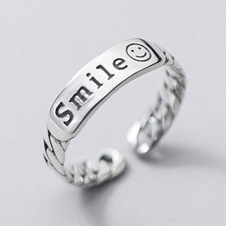 Smiley Face Open Ring S925 Silver - As Shown In Figure - One Size