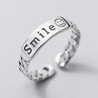 Smiley Face Open Ring S925 Silver - As Shown In Figure - One Size