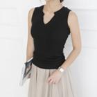 Notched-neck Sleeveless Top