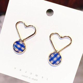 Alloy Heart Plaid Disc Earring As Shown In Figure - One Size