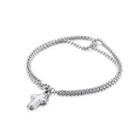 Simple Fashion Cross 316l Stainless Steel Double-layer Bracelet Silver - One Size