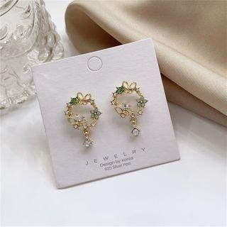 Rhinestone Flower Dangle Earring 1 Pair - Ear Studs - One Size